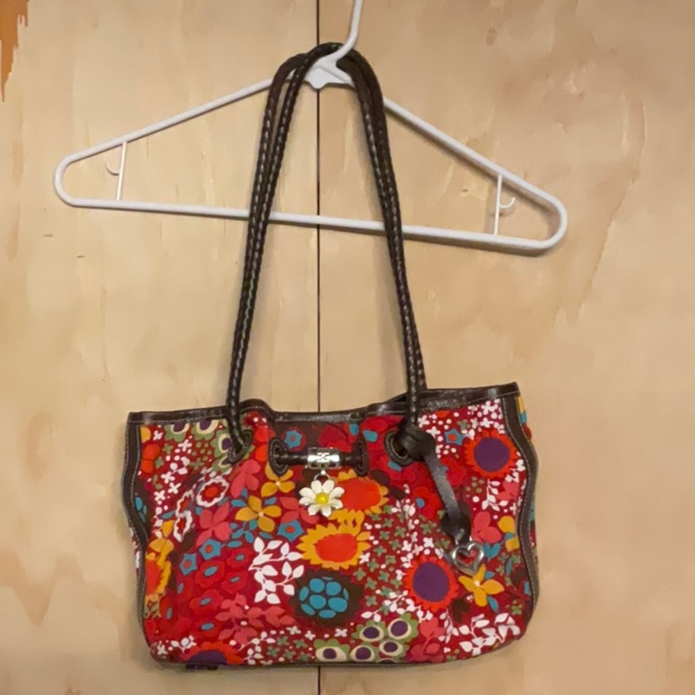 Brighton leather/canvas flowered handbag, purse